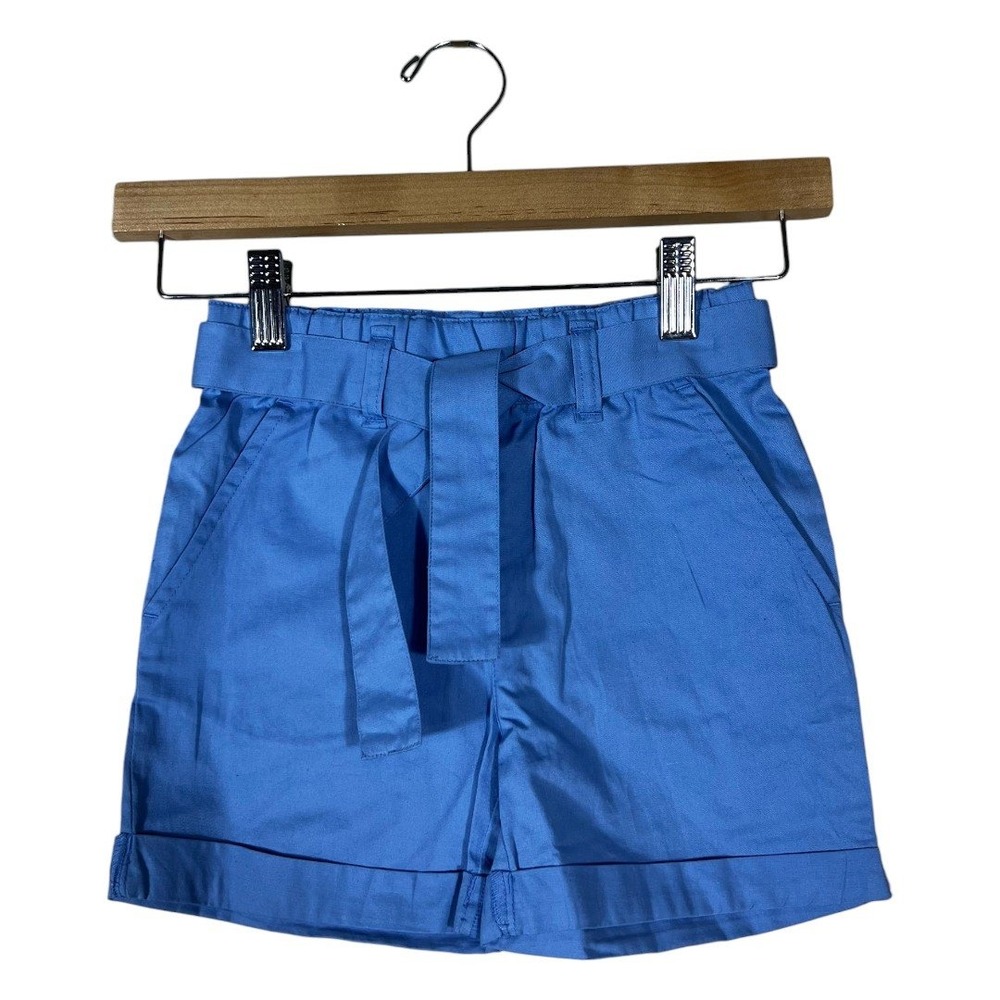 NWT Edgehill Collection Paperbag Solid Shorts Blue Preppy Belted Cuffed Size 6X